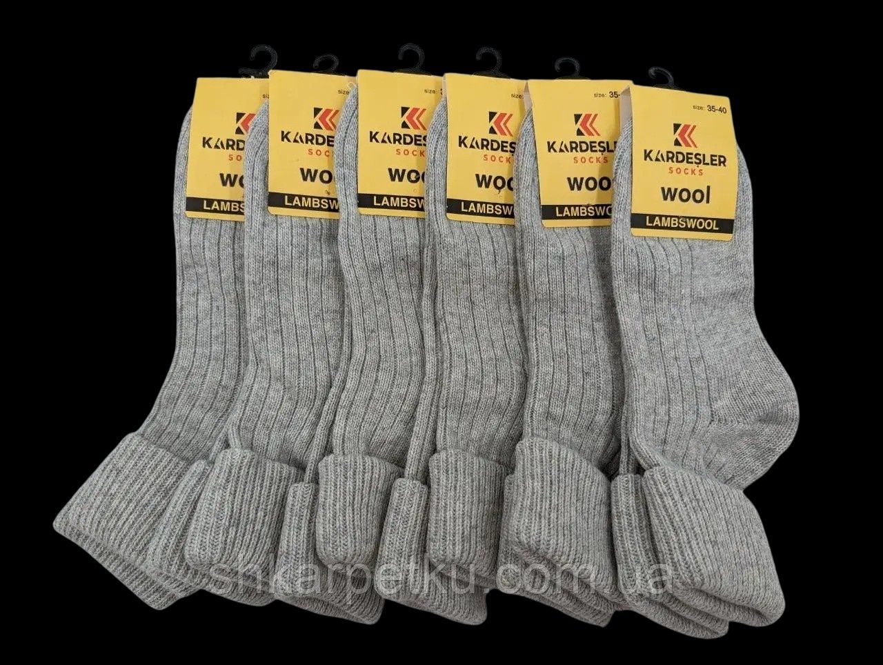 Жіночі зимові шкарпетки Kardesler Вовняні Wool Lambswool з відворотом у і|6 пар|35-40|Сірий 2772095320 фото