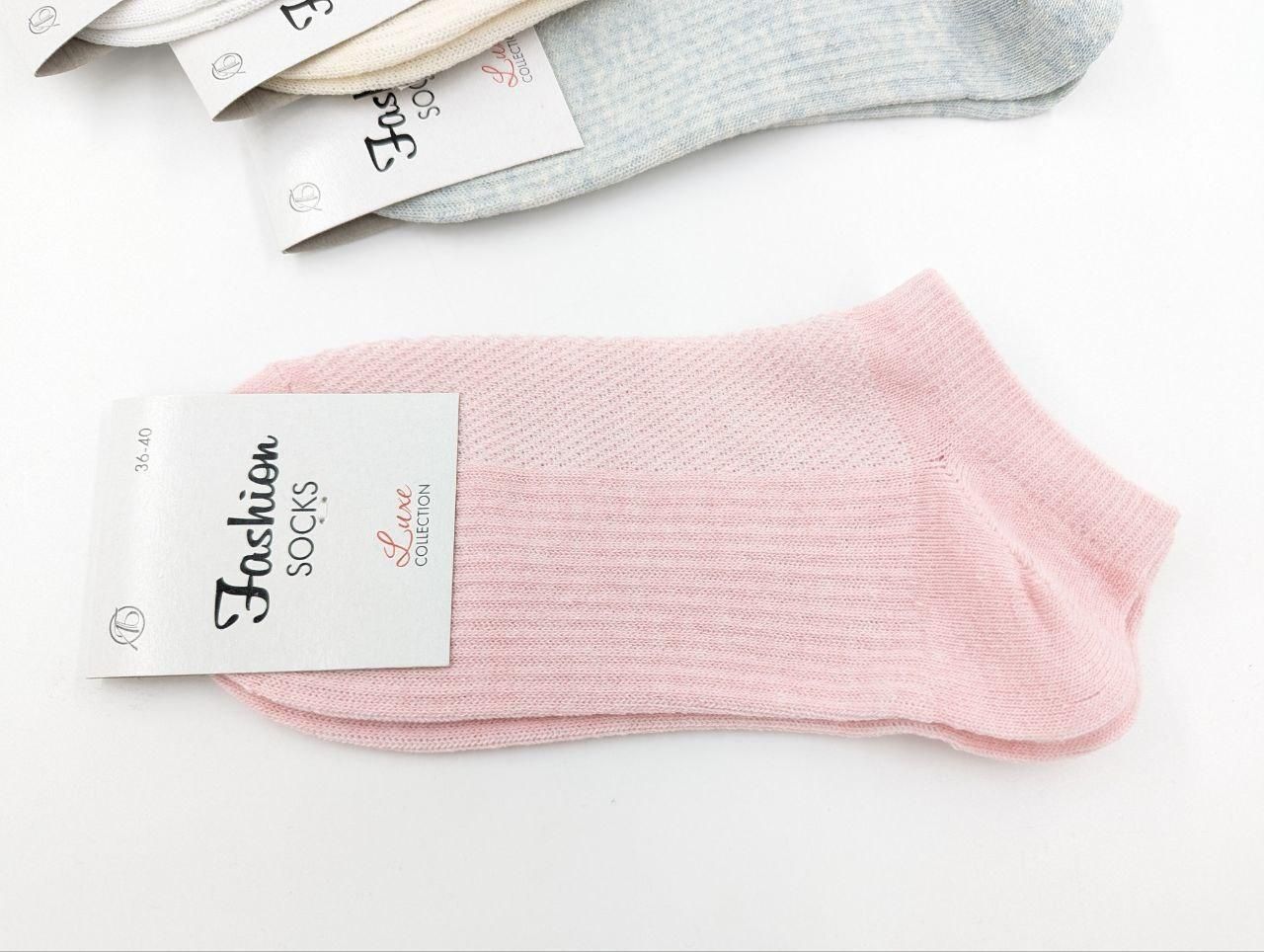 Жіночі короткі в сітку шкарпетки Luxe Luxe Fashion socks, літні в рубчик однотонні, розмір 36-40, 12 пар/уп. 2177775653 фото