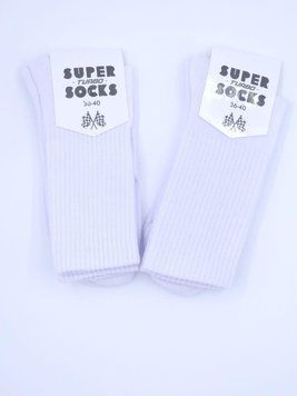 Жіночі зимові високі тенісні спортивні шкарпетки стрейчеві Super Socks махрова підошва однотонні 36-40 12 пар в уп білі 1707316465 фото
