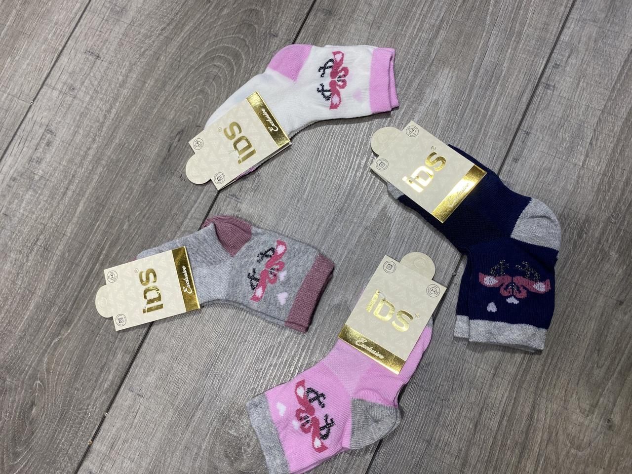 Дитячі шкарпетки середні IDS асорті з малюнком бавовна сіточка для дівчаток 0, 1, 3 роки 12 шт в уп 1426616991 фото