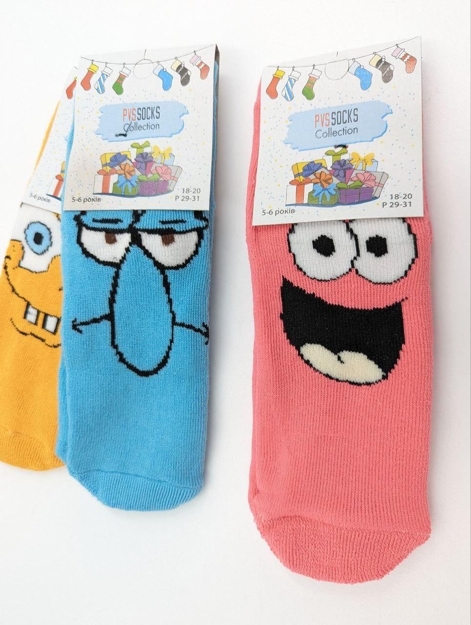 Детские махровые носки Pyssocks с рисунками Губка Боб. 12 пар\уп. 1494040946 фото