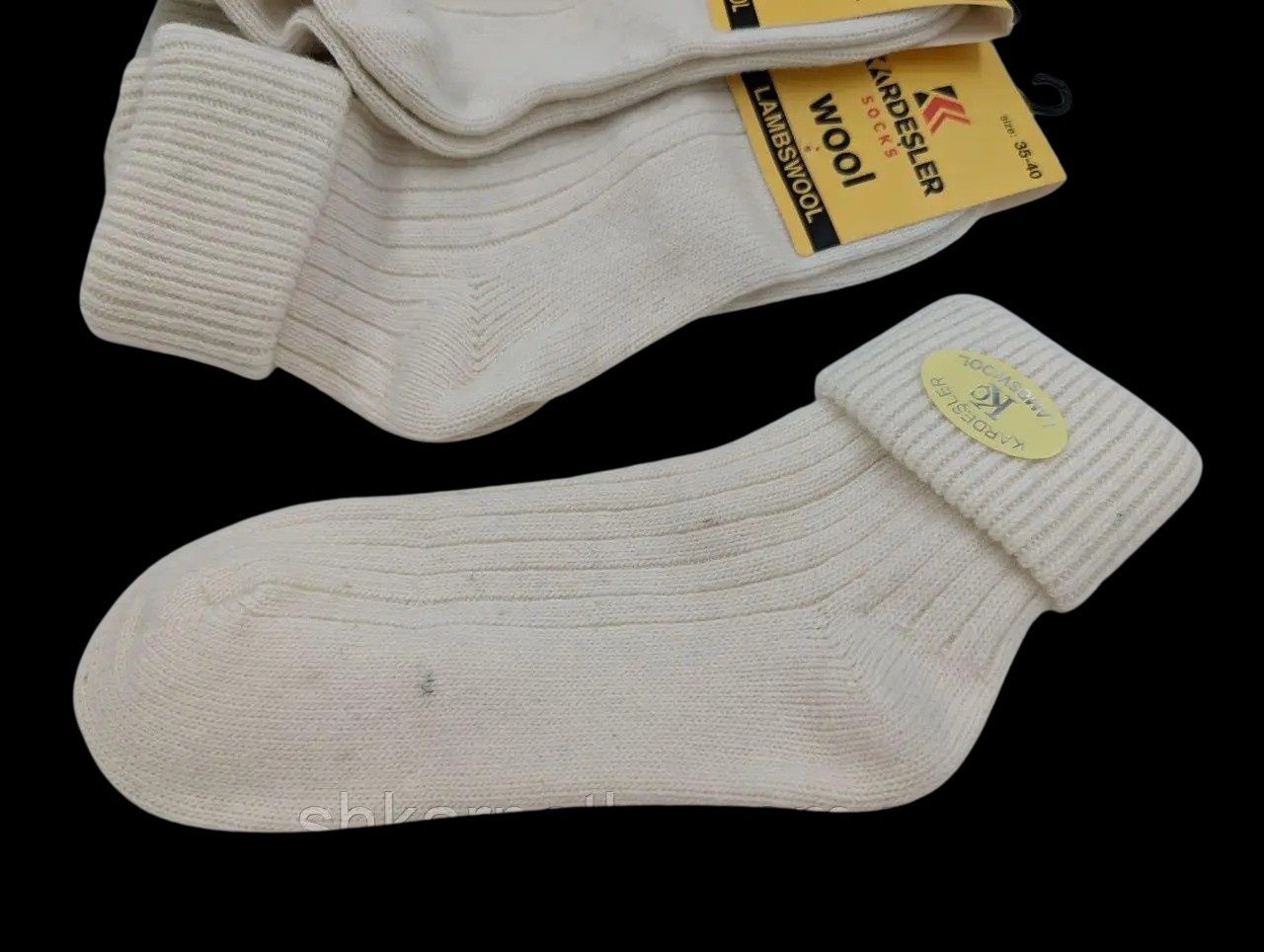Жіночі зимові шкарпетки Kardesler Вовняні Wool Lambswool з відворотом у і|6 пар|35-40|Молочний 2772095322 фото
