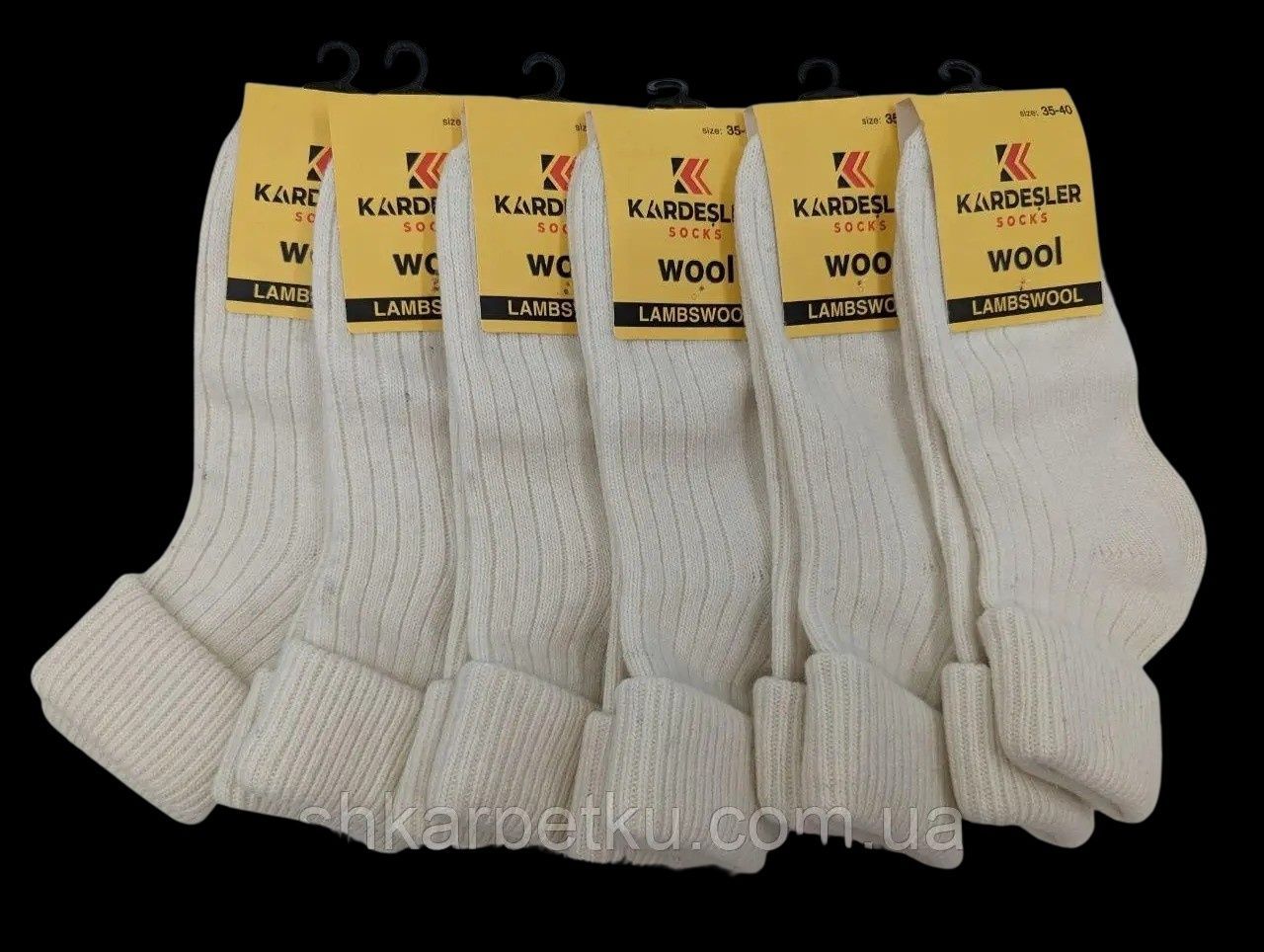 Жіночі зимові шкарпетки Kardesler Вовняні Wool Lambswool з відворотом у і|6 пар|35-40|Молочний 2772095322 фото