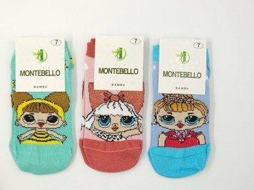 Шкарпетки дитячі Montebello, шкарпетки для дівчаток з ляльками LOL, 12 пар в уп. мікс 4 кольорів, 5 років 1556147686 фото