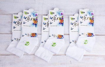Женские короткие носки Z&N антибактериальные стрейчевые бамбук нише однотонные | 12 пар | 36-40 | белые 1107070690 фото