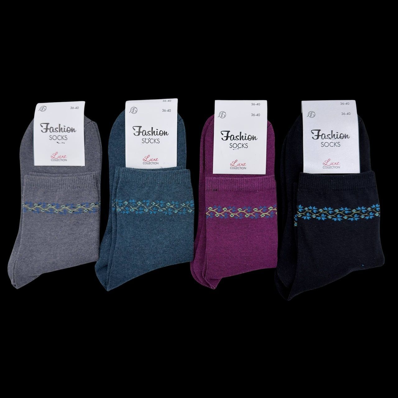 Жіночі середні шкарпетки Fashion Socks квіткова лоза 36-40 мікс кольорів 12пар/уп 2772240735 фото