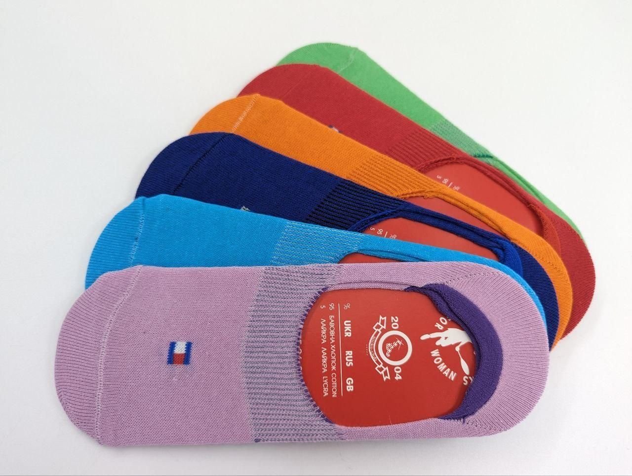 Женские следы Sport однотонные летние хлопок 36-39 12 пар/уп микс из 6 цветов 1146131449 фото