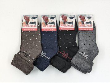 Женские средние носки зимние махровые Marjinal, бантики с отворотом 36-40,12пар/уп ассорти 1582892406 фото
