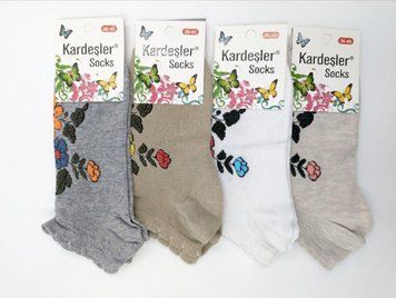 Жіночі шкарпетки короткі бавовна Kardesler з квітками 35-40 12 пар/уп мікс кольорів 1147939689 фото